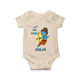 My 1st Ram Navami – Personalized Baby Romper - IVORY - New Born (Chest 14")