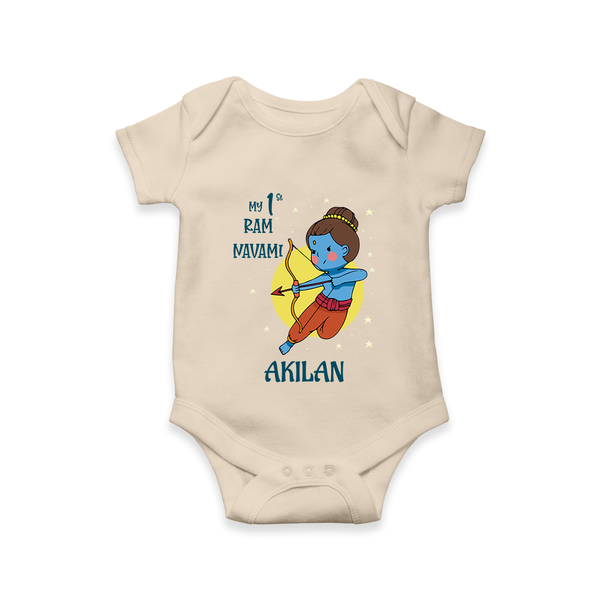 My 1st Ram Navami – Personalized Baby Romper - IVORY - New Born (Chest 14")