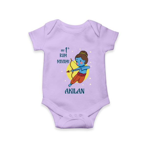 My 1st Ram Navami – Personalized Baby Romper - LILAC - New Born (Chest 14")