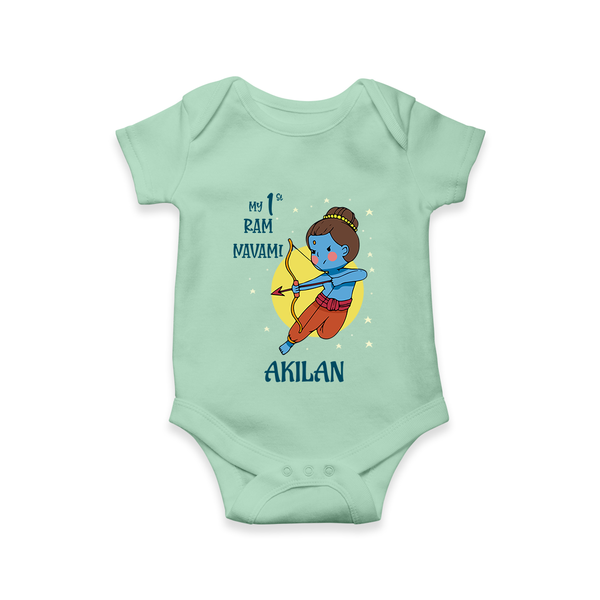 My 1st Ram Navami – Personalized Baby Romper - MINT GREEN - New Born (Chest 14")