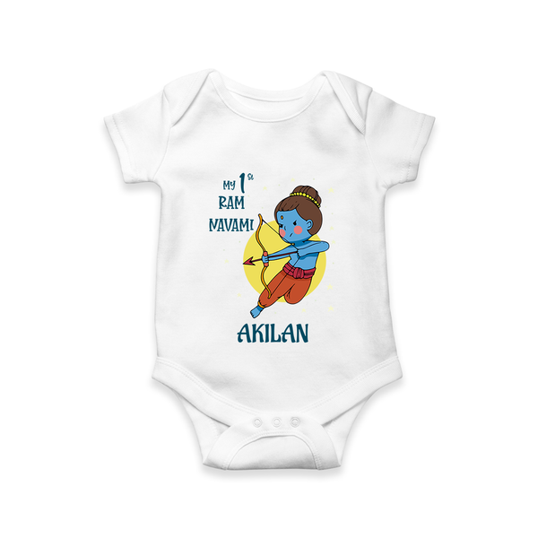 My 1st Ram Navami – Personalized Baby Romper - WHITE - New Born (Chest 14")