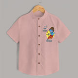My First Ram Navami - A Journey Of Faith Begins With Our Customized Shirt For kids With Name - PEACH - 0 - 6 Months Old (Chest 23")