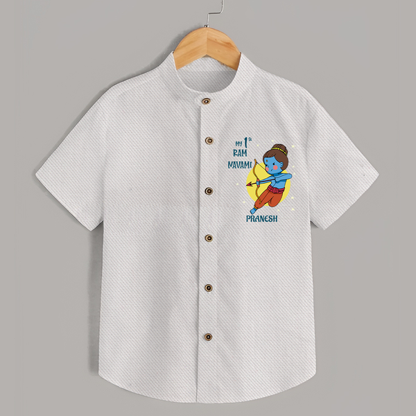 My First Ram Navami - A Journey Of Faith Begins With Our Customized Shirt For kids With Name - WHITE - 0 - 6 Months Old (Chest 23")