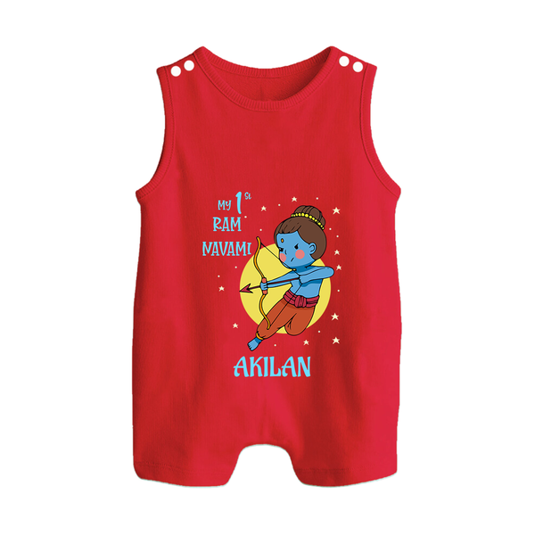 My 1st Ram Navami – Personalized Baby Romper suit - RED - 0 - 5 Months Old (Chest 18")