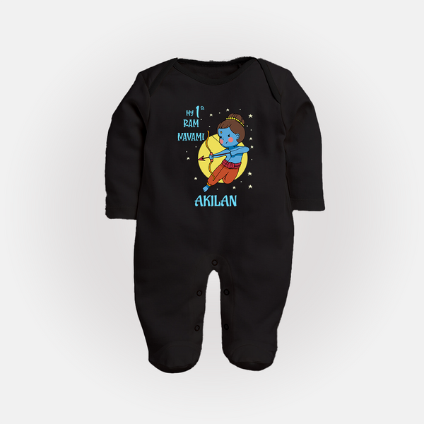 My 1st Ram Navami – Personalized Baby Fullbody suit - BLACK - New Born (Chest 7.5")