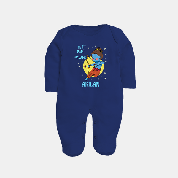 My 1st Ram Navami – Personalized Baby Fullbody suit - NAVY BLUE - New Born (Chest 7.5")