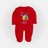 My 1st Ram Navami – Personalized Baby Fullbody suit - RED - New Born (Chest 7.5")