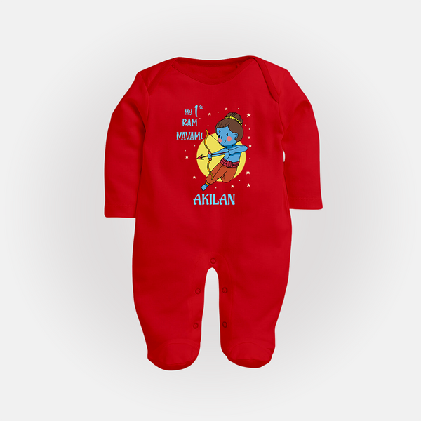My 1st Ram Navami – Personalized Baby Fullbody suit - RED - New Born (Chest 7.5")