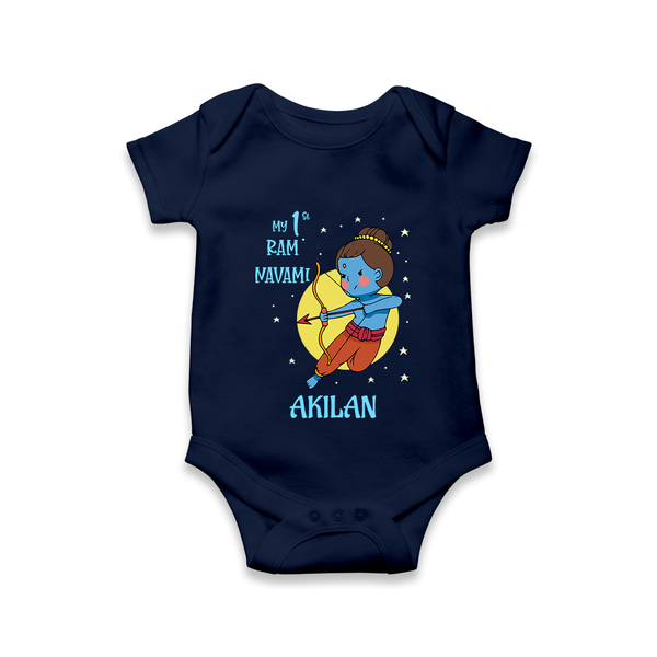 My 1st Ram Navami – Personalized Baby Romper - NAVY BLUE - New Born (Chest 14")