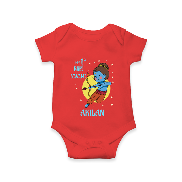 My 1st Ram Navami – Personalized Baby Romper - RED - New Born (Chest 14")