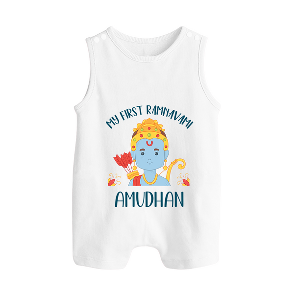 First Ram Navami Celebration Baby Romper suit - WHITE - 0 - 5 Months Old (Chest 18")