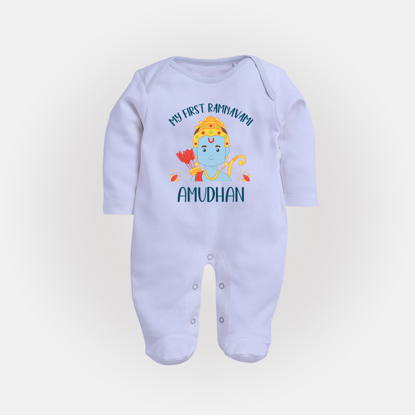 First Ram Navami Celebration Baby Fullbody suit - BABY BLUE - New Born (Chest 7.5")