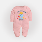 My First Ram Navami - Embracing The Spirit Of Lord Rama With Our Customized Sleep Suit For Babies With Name - BABY PINK - New Born (Chest 7.5")