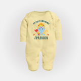 First Ram Navami Celebration Baby Fullbody suit - PASTEL YELLOW - New Born (Chest 7.5")