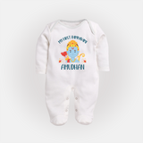 First Ram Navami Celebration Baby Fullbody suit - WHITE - New Born (Chest 7.5")