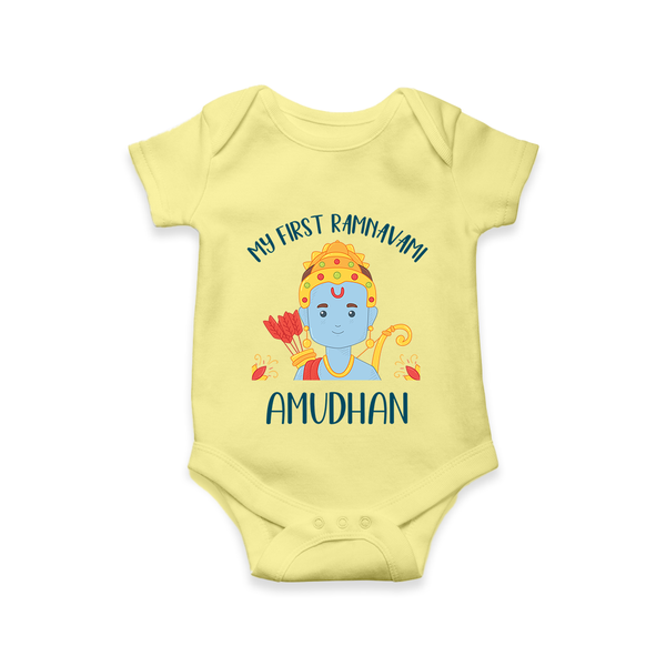 First Ram Navami Celebration Baby Romper - PASTEL YELLOW - New Born (Chest 14")