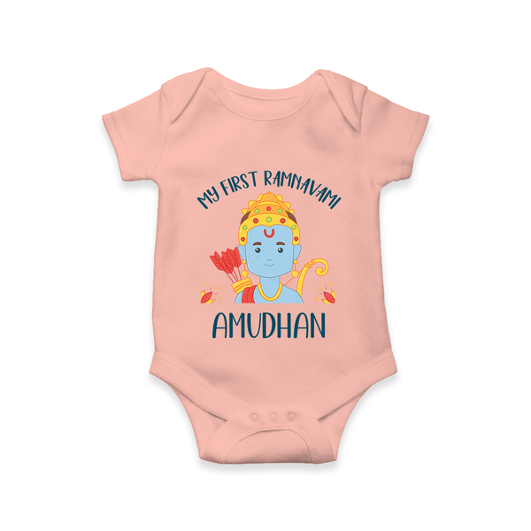 First Ram Navami Celebration Baby Romper - PEACH - New Born (Chest 14")