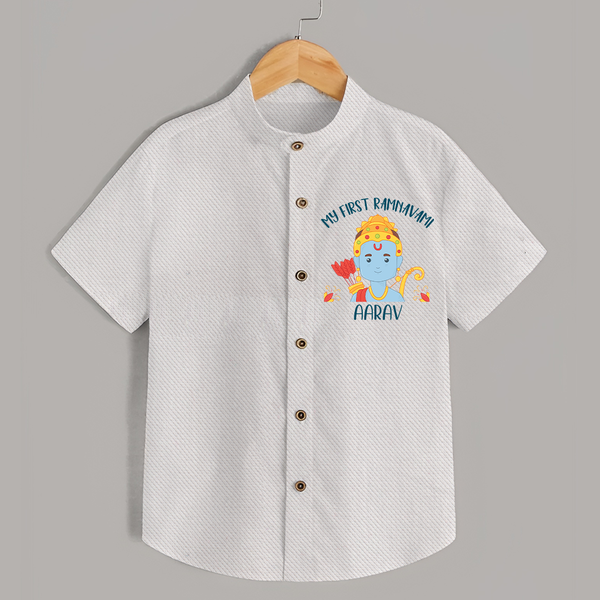 My First Ram Navami - Embracing The Spirit Of Lord Rama With Our Customized Shirt For kids With Name - WHITE - 0 - 6 Months Old (Chest 23")