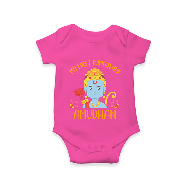 First Ram Navami Celebration Baby Romper - HOT PINK - New Born (Chest 14")