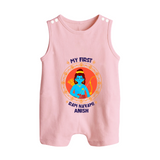 My First Ram Navami - A Festival Of Devotion And Joy With Our Customized Romper Suit For Babies With Name - BABY PINK - 0 - 5 Months Old (Chest 18")