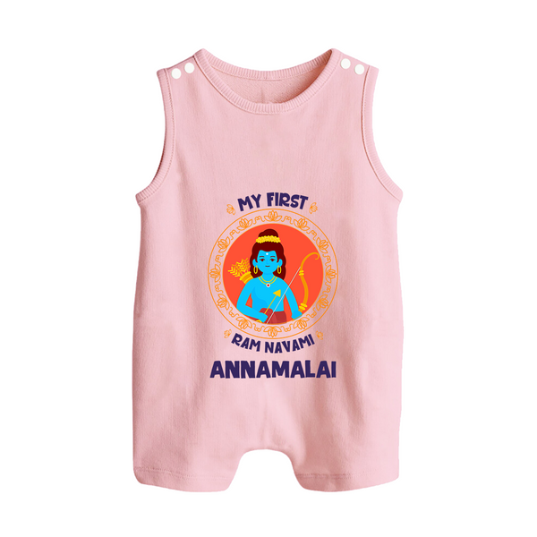 My First Ram Navami Name Print Romper suit - BABY PINK - 0 - 5 Months Old (Chest 18")