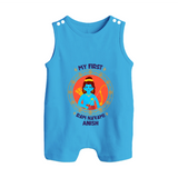 My First Ram Navami - A Festival Of Devotion And Joy With Our Customized Romper Suit For Babies With Name - ROYAL BLUE - 0 - 5 Months Old (Chest 18")