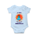 My First Ram Navami Name Print Romper - BABY BLUE - New Born (Chest 14")