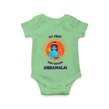 My First Ram Navami Name Print Romper - GREEN - New Born (Chest 14")