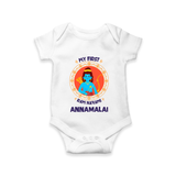My First Ram Navami Name Print Romper - WHITE - New Born (Chest 14")