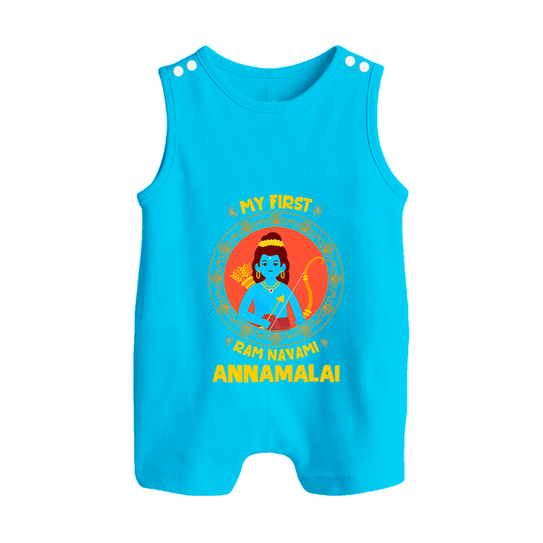 My First Ram Navami Name Print Romper suit - SKY BLUE - 0 - 5 Months Old (Chest 18")
