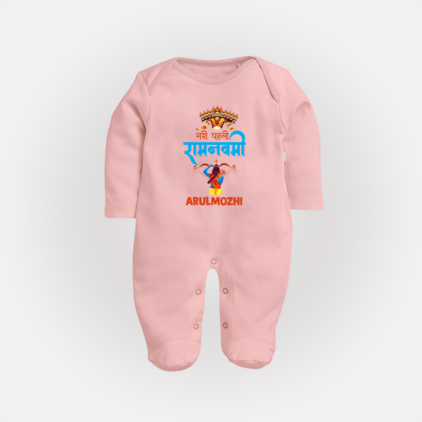 Ram Navami Baby Fullbody suit – Hindi Edition - BABY PINK - New Born (Chest 7.5")