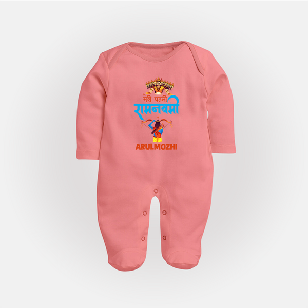 Ram Navami Baby Fullbody suit – Hindi Edition - PEACH - New Born (Chest 7.5")
