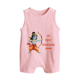 My First Ram Navami - Cherishing The Divine Grace With Our Customized Romper Suit For Babies With Name - BABY PINK - 0 - 5 Months Old (Chest 18")