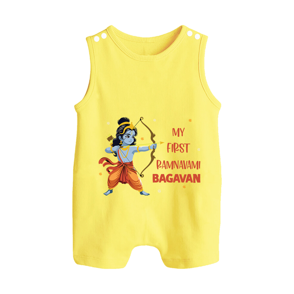 Ram Navami First Festival Baby Romper suit - PASTEL YELLOW - 0 - 5 Months Old (Chest 18")