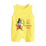 My First Ram Navami - Cherishing The Divine Grace With Our Customized Romper Suit For Babies With Name - PASTEL YELLOW - 0 - 5 Months Old (Chest 18")