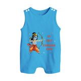 My First Ram Navami - Cherishing The Divine Grace With Our Customized Romper Suit For Babies With Name - ROYAL BLUE - 0 - 5 Months Old (Chest 18")