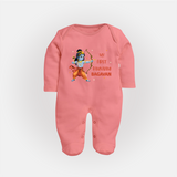 Ram Navami First Festival Baby Fullbody suit - PEACH - New Born (Chest 7.5")