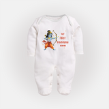 My First Ram Navami - Cherishing The Divine Grace With Our Customized Sleep Suit For Babies With Name - WHITE - New Born (Chest 7.5")