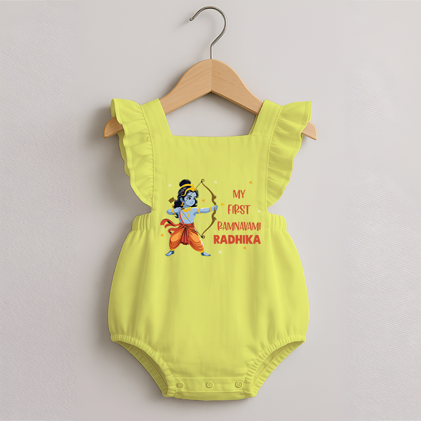 Ram Navami First Festival Romper Frock - PASTEL YELLOW - 0 - 3 Months Old (Chest 19")