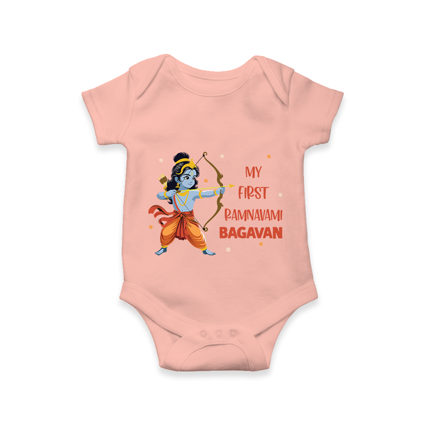 Ram Navami First Festival Baby Romper - PEACH - New Born (Chest 14")