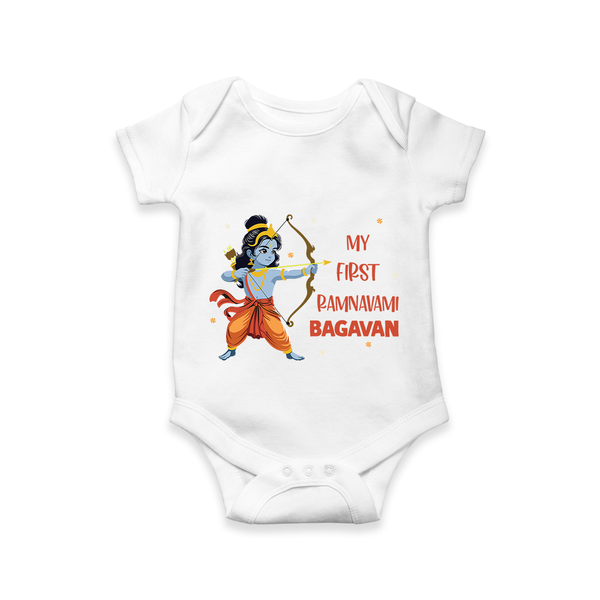 Ram Navami First Festival Baby Romper - WHITE - New Born (Chest 14")
