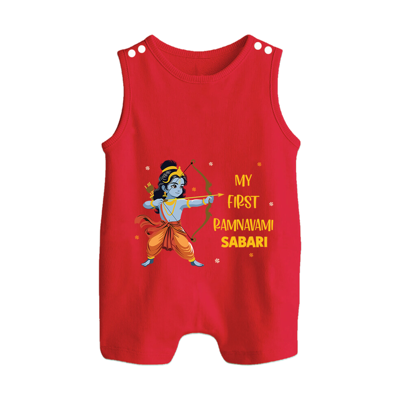 My First Ram Navami - Cherishing The Divine Grace With Our Customized Romper Suit For Babies With Name - RED - 0 - 5 Months Old (Chest 18")