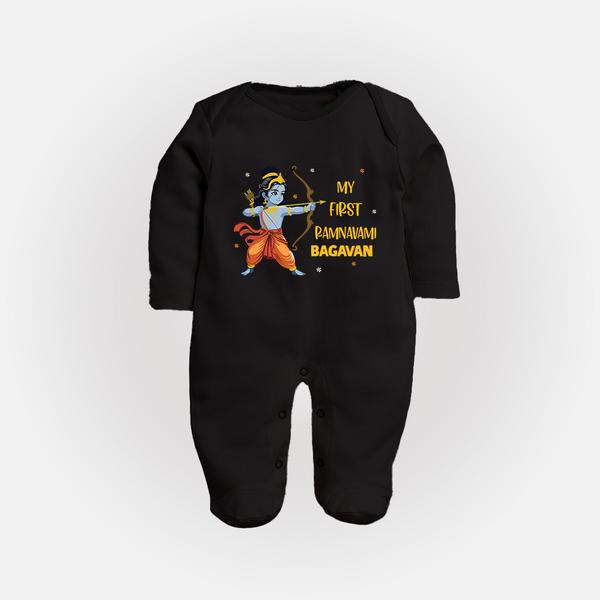 Ram Navami First Festival Baby Fullbody suit - BLACK - New Born (Chest 7.5")