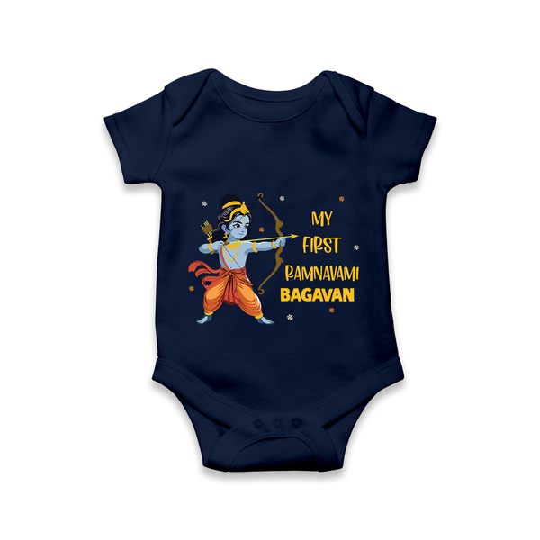 Ram Navami First Festival Baby Romper - NAVY BLUE - New Born (Chest 14")