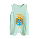 My First Ram Navami - A Celebration Of Virtue And Valor With Our Customized Romper Suit For Babies With Name - MINT GREEN - 0 - 5 Months Old (Chest 18")