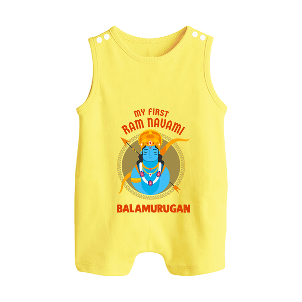First Ram Navami Devotional Baby Romper suit - PASTEL YELLOW - 0 - 5 Months Old (Chest 18")