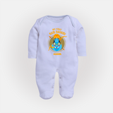 My First Ram Navami - A Celebration Of Virtue And Valor With Our Customized Sleep Suit For Babies With Name - BABY BLUE - New Born (Chest 7.5")