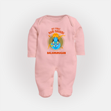 First Ram Navami Devotional Baby Fullbody suit - BABY PINK - New Born (Chest 7.5")