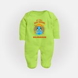 First Ram Navami Devotional Baby Fullbody suit - LIME GREEN - New Born (Chest 7.5")