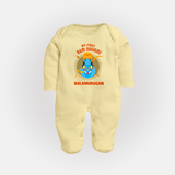 First Ram Navami Devotional Baby Fullbody suit - PASTEL YELLOW - New Born (Chest 7.5")